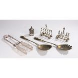 Plated ware to include pair of Elkington asparagus servers, pair of four slice toast racks, pot