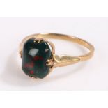 9 carat gold ring set with a bloodstone, ring size N, 1.9g