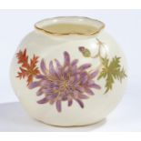 Grainger & Co Worcester ovoid vase, the spirally twisted body with floral sprays on a white