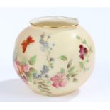 Royal Worcester ovoid vase, the spirally twisted body decorated with floral sprays below a gilt