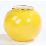 Royal Worcester ovoid vase, the spirally twisted body completely painted yellow below a gilt rim,