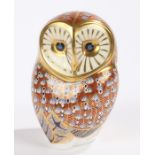 Royal Crown Derby paperweight, Gold stopper, Owl