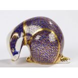 Royal Crown Derby paperweight in the form of a badger, marked to the base, 7cm high