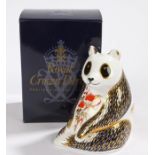 Royal Crown Derby paperweight depicting a panda, 10cm high, housed in original box