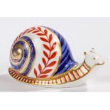Royal Crown Derby paperweight depicting a snail, 13.5cm long