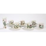Portmierion The Botanic Garden coffee cups and saucers, to include six cups and five saucers, also