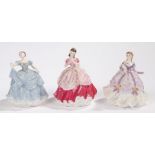 Three Royal Worcester figurines, the 'Royal Worcester Debutantes' series, consisting of 'Lady