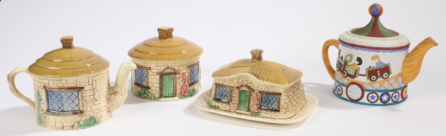 Sylvac cottage ware teapot, sugar bowl and butter dish, Circus Fine China Christoper Wren teapot ( - Image 2 of 2