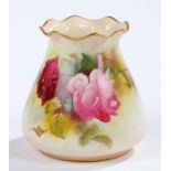 Royal Worcester baluster vase, the cream ground decorated with floral sprays below a gilt rim,