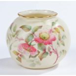 Grainger & Co Royal Worcester ovoid vase, the spirally twisted body decorated with roses, marked