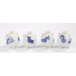 Four Royal Worcester spherical vases, the twin-handled bodies with geometric decorations and