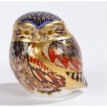 Royal Crown Derby paperweight, Gold stopper, Owl