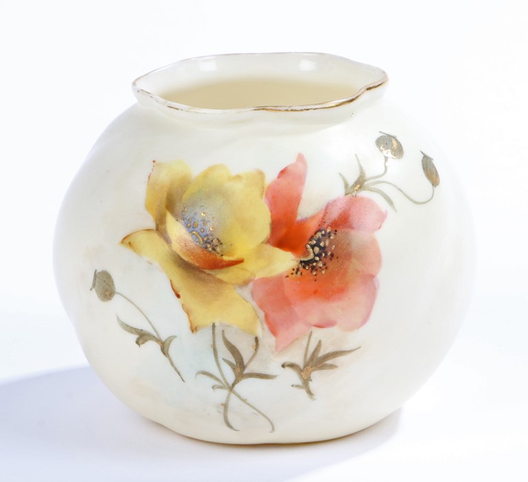 Grainger & Co Royal Worcester ovoid vase, the spirally twisted body decorated with flowers, marked