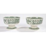 Pair of Royal Sphinx Dutch porcelain compote bowls, in the 'Willow' pattern, made in Maastricht by