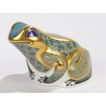 Royal Crown Derby paperweight, Gold stopper, Fountain Frog