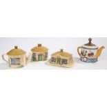 Sylvac cottage ware teapot, sugar bowl and butter dish, Circus Fine China Christoper Wren teapot (