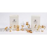 Swarovski Classics Crystal Memories hourglass and inkwell, boxed, Swarovski golf bag, bunch of three