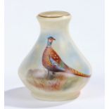 Locke & Co Worcester baluster vase, the body decorated with a pheasant on a blush ivory ground,