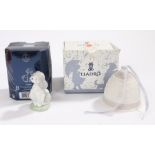 Lladro Society 2000 7685 "A Friend For Life", 16206 1995 Christmas Bell, both boxed (2)