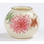 Grainger & Co Worcester ovoid vase, the spirally twisted body with floral sprays on a white