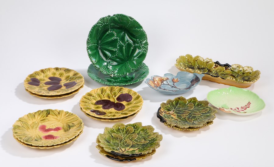 Copeland cabbage leaf plates, together with six berry and leaf French plates, four Czechoslovakia - Image 2 of 2