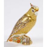 Royal Crown Derby paperweight, Citron Cockatoo, marked to the base with a gold stopper, 13.5cm high