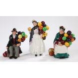 Royal Doulton Porcelain figures to include Biddy Penny Farthing HN 1843, The Balloon Man HN 1954 and