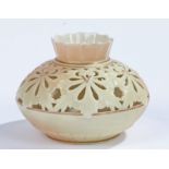 Locke & Co Worcester ovoid vase, the fluted rim above pierced decorations on a blush ground, 7cm