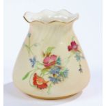 Royal Worcester baluster vase, the body decorated with floral sprays below a gilt rim on a blush