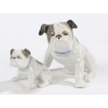 Pair of Metzler & Ortloff German porcelain dogs, in the form of bulldogs, 7cm high
