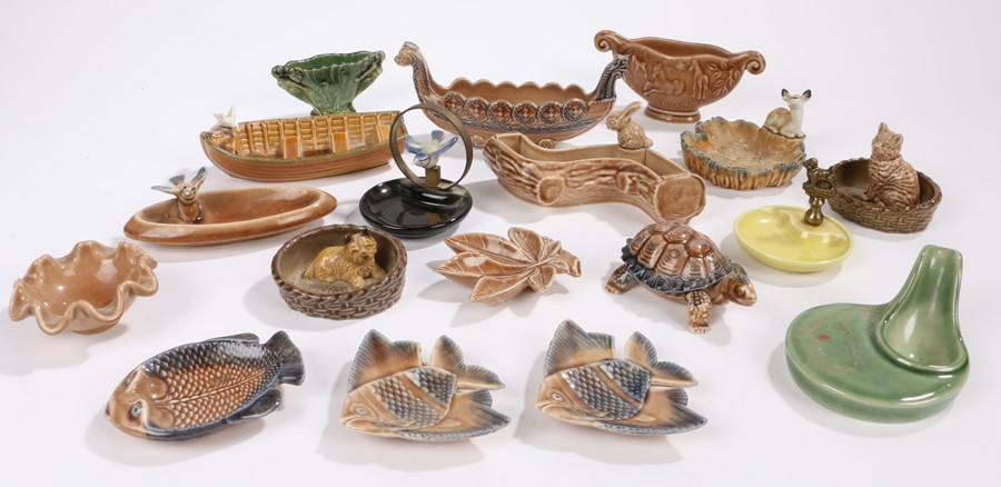 Wade England porcelain figures, to include a Viking ship, a tortoise form pot and cover, another