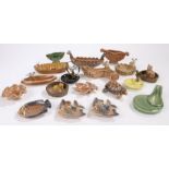 Wade England porcelain figures, to include a Viking ship, a tortoise form pot and cover, another