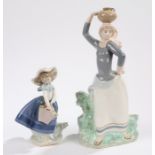 Lladro figurine depicting a girl holding a basket of flowers, 17cm high, together with a Rex