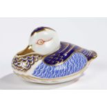 Royal Crown Derby paperweight in the form of a duck, marked to the base with a white stopper, 6.