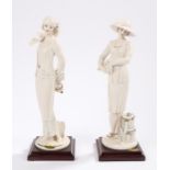 Pair of Giuseppe Armani Florence figurines, both depicting ladies standing on a square plinth, '