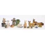 Wade Whimsies figures, to include examples of a polar bear, a dog, a bison, hedgehogs, a larger