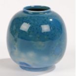 Royal Worcester ovoid vase, the blue coloured body picturing an egret amongst greenery, circa