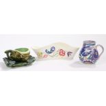 Poole pottery jug and shaped dish, tea cup and saucer in the form of sea shells (3)No visible