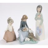 Three Nao figures, lady with rabbits, lady holding a hat and flowers, young girl (3)