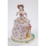 Royal Worcester figurine, from the 'Graceful Arts' series, 'Embroidery', No. 705, with a certificate