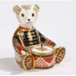 Royal Crown Derby paperweight, 'Drummer Bear, marked to the base with a gold stopper, 10cm high