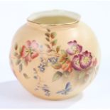 Royal Worcester ovoid vase, the spirally twisted body decorated with floral sprays below a gilt