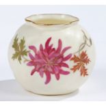 Grainger & Co Worcester ovoid vase, the spirally twisted body with floral sprays on a white