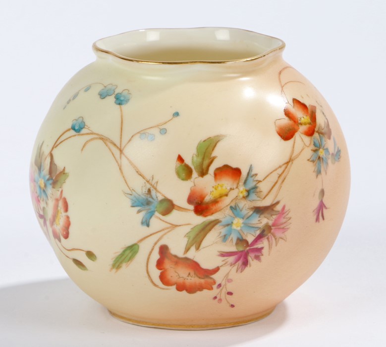 Royal Worcester ovoid vase, the spirally twisted body decorated with floral sprays below a gilt