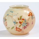 Royal Worcester ovoid vase, the spirally twisted body decorated with floral sprays below a gilt