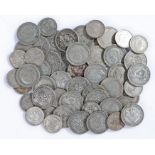 Collection of pre 1947 coins, to include eighteen Sixpence pieces and thirty-two Shillings, (50)