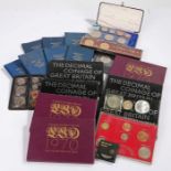 Collection of coin sets, to include Coinage of Great Britain 1970 x 3, 1971 x 4, Cook's Re-Discovery