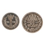 Victoria Maundy money (1837-1901) to include an 1856 One Pence and Two Pence, (2)