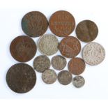 Coins, to include Ein Kreuzer 1816, Stad Utrecht 1762, Schilling 1707, Portugal 1796, Colony of