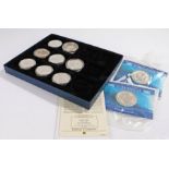 Britannia One Ounce silver coin collection, for the years 1998, 1999, 2000, 2001 x 3, 2002 x 3,